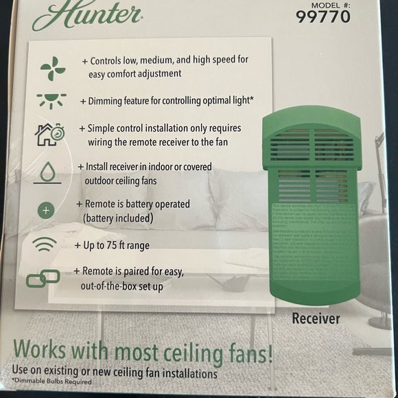 Hunter Ceiling Fan Remote Control/model 99770/nib - Picture 3 of 7